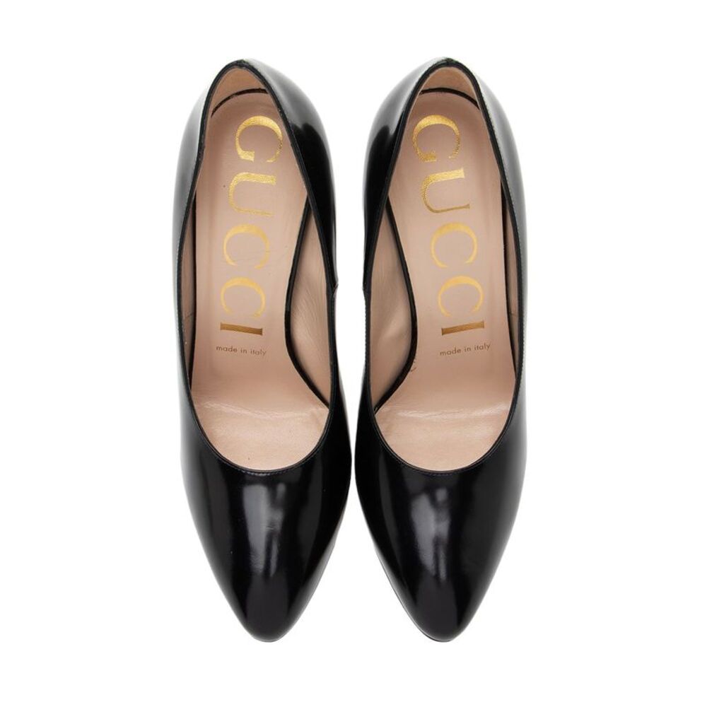 Gucci Polished Leather Removable Faux Pearl Bow Pumps - Size 7 / 37 - Picture 5 of 9